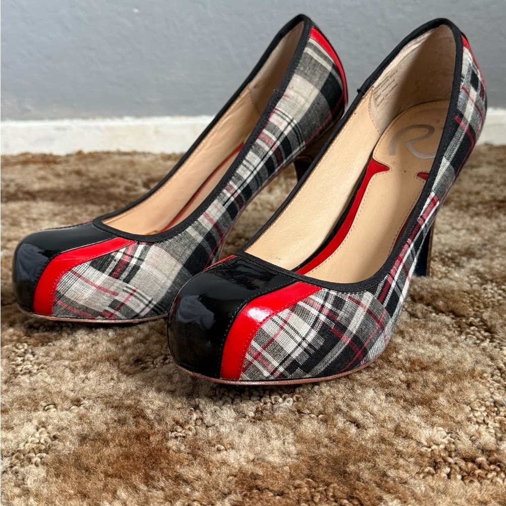 Rough Justice Brand Plaid Women's Heels Size 8.5